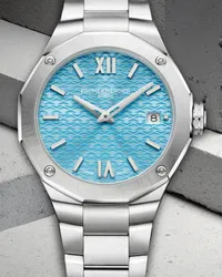 Montre RIVIERA Quartz 36mm, Bracelet acier interchangeable, Cadran bleu azur satiné soleil