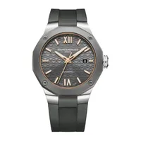 Montre RIVIERA Automatique 42mm Bracelet caoutchouc gris, Boucle déployante, Cadran ardoise décor vagues