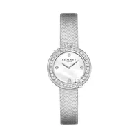 Montre HORTENSIA lunette sertie diamants Bracelet acier, Cadran Nacre blanche