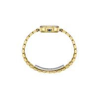 Montre HAPPY SPORT The First lunette sertie diamants Quartz, Bracelet "galet" acier, Cadran argenté grainé chiffres romains