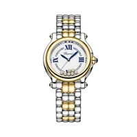 Montre HAPPY SPORT The First Quartz, Bracelet "galet" acier et or jaune, Cadran argenté grainé chiffres romains