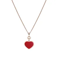 Pendentif Chopard Happy Hearts en Or Rose Diamant et Cornaline