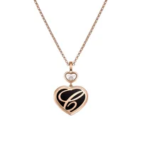 Pendentif Chopard Happy Hearts, or rose, diamant et onyx