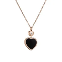 Pendentif Chopard Happy Hearts, or rose, diamant et onyx