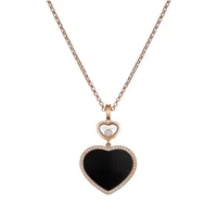 Pendentif Chopard Happy Hearts, or rose, diamant et onyx