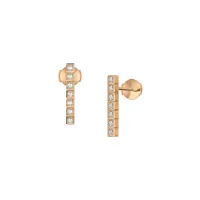 Boucles d'oreilles Ice Cube, or rose, entièrement sertis de diamants