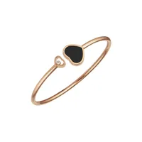 Bracelet Jonc Chopard Happy Hearts en Or Rose avec Onyx et Diamant