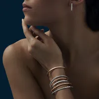 Bracelet Jonc Chopard Luxe Ice Cube, Or Blanc