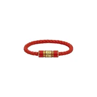 Bracelet Chopard Signature Métal Doré Antique sur Cuir Orange