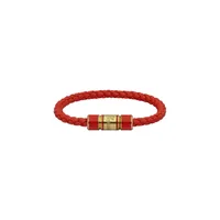 Bracelet Chopard Signature Métal Doré vieilli sur Cuir Orange