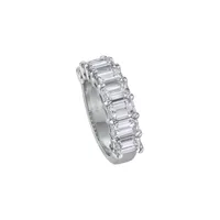 Demi Alliance diamants taille émeraude en platine