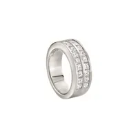 Demi Alliance en or blanc palladié et diamants blancs