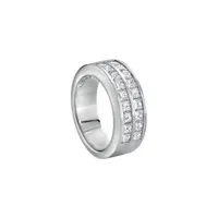 Demi Alliance en or blanc palladié et diamants blancs