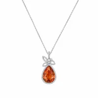 Boucles d'oreilles en or blanc et or rose, grenats spessartites et diamants blancs