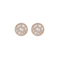 Boucles d'oreilles en or rose, diamants blancs et nacre blanche