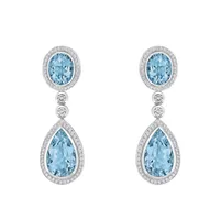 Boucles d'oreilles en or blanc, aigues marines et diamants blancs