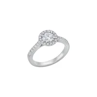 Bague Solitaire Créations Julian en or blanc palladié, diamant blanc et diamants blancs