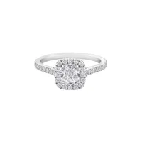 Bague Solitaire en or blanc palladié, diamant blanc et diamants blancs - Certificat GIA
