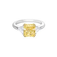 Bague Solitaire Diamant Fancy Yellow full pavée