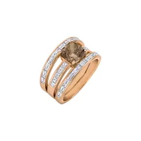 Bague 3 anneaux Diamant Chocolat Radiant sertie Diamants Baguette et Princesse