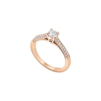 Solitaire en or rose et diamant blanc - Certificat GIA