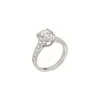 Bague Solitaire en or blanc palladié, diamant blanc et diamants blancs - Certificat GIA