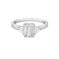 Bague Solitaire Diamants Taille Emeraude et Triangle