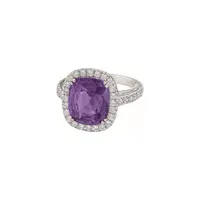 Bague en or blanc, saphir violet et diamants blancs