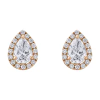 Boucles d'Oreilles Puces Poires Diamants entourés de brillants