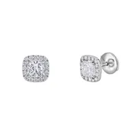 Boucles d'oreilles en or blanc, diamants blancs et diamants blancs