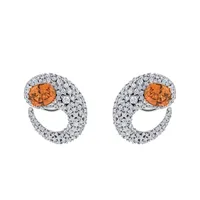 Boucles d'Oreilles Twist Grenats Mandarin Full pavées Diamants