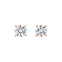 Boucles d'oreilles en or rose et diamants blancs - Certificat GIA