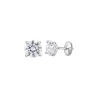 Boucles d'oreilles en or blanc, diamant blanc et diamant blanc - Certificat GIA