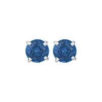 Boucles d'Oreilles Puces Saphirs bleus 4 griffes GM