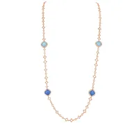 Collier Sautoir Multiflat Saphirs et Turquoises pavé Diamants