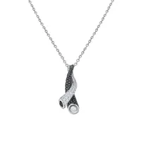 Pendentif Torsade serti diamants blancs et noirs