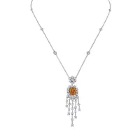 Collier Chandelier Grenat Mandarin MM 5 lignes Diamants