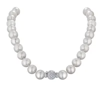 Collier de Perles Blanches South Sea Fermoir en or blanc serti brillants réf FO165D-G