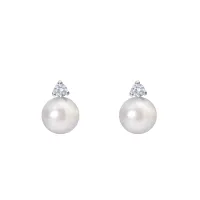 Puces Perles Blanches South Sea Serties de 2 brillants
