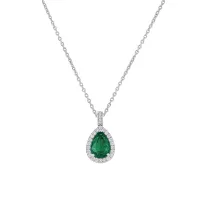 Pendentif Poire Emeraude entourée de brillants
