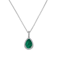 Pendentif Poire Emeraude entouré de brillants