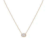 Collier taille ovale en or rose et diamants blancs