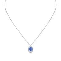 Pendentif Saphir Bleu ovale entourage serti diamants