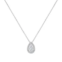 Pendentif en or blanc, diamant blanc et diamants blancs - Certificat GIA