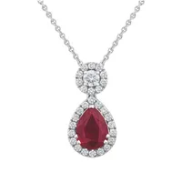 Pendentif en or blanc, rubis et diamant blanc