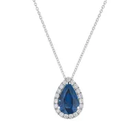 Pendentif en or blanc, saphir et diamants blancs