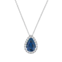 Pendentif en or blanc, saphir et diamants blancs