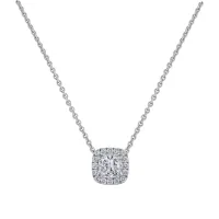 Pendentif Diamant Coussin pavé brillants