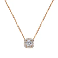 Pendentif Diamant Coussin pavé brillants