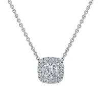 Pendentif en or blanc, diamant blanc et diamants blancs